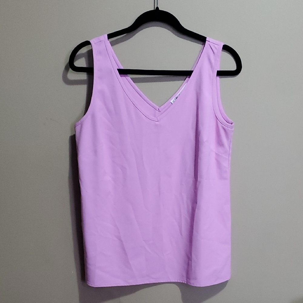 Cleo Purple Tank Top Textured V-Neck Size Xs